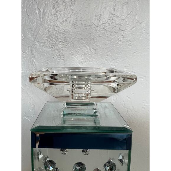 Modern Glass Crystal Studded Pillar Candle Holder Decor 10 Inch - Picture 4 of 9